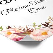 Poster Symbole Rustique rose floral Faveurs mariage (Coin)