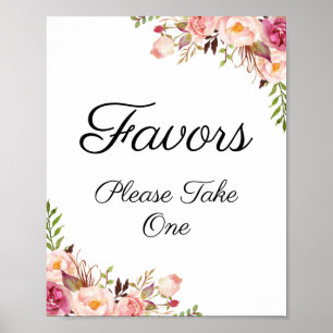 Poster Symbole Rustique rose floral Faveurs mariage