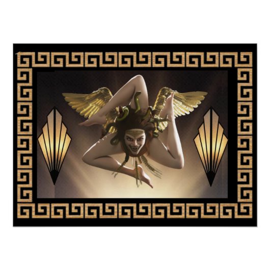 Poster Symbole sicilien de la Méduse (Trinacria) de l'île (Devant)