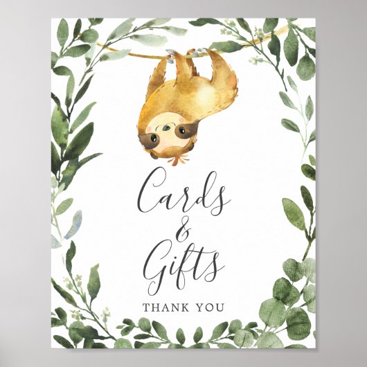 Poster Symbole Sloth Baby shower Cartes et cadeaux (Devant)