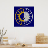 Poster Symbole SOLEIL ET LUNE - or argent (Cuisine)