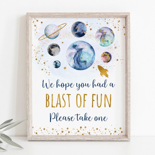 Poster Symbole Space Blue Gold Party Favoriser Anniversai