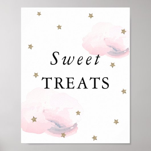 Poster Symbole Stars & Clouds Rose Baby shower Sweet Trai (Devant)