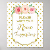 Poster Symbole Suggestions de Nom de Points Or Blanc (Devant)