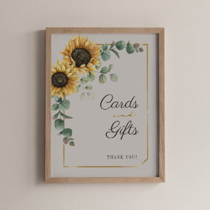 Poster Symbole Sunflower Floral Eucalyptus Cartes et cade