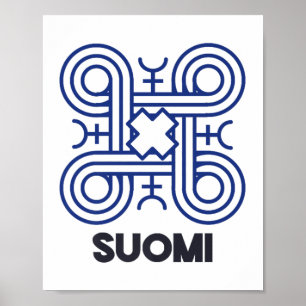 Poster Symbole Suomi finlandais Hannunvaakuna Carré boucl