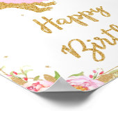 Poster SYMBOLE T-Rex Fleur Dinosaure Joyeux Anniversaire (Coin)