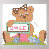 Poster Symbole Teddy Bear with Bow Holding Smile (Devant)