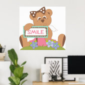 Poster Symbole Teddy Bear with Bow Holding Smile (Bureau à domicile)