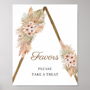 Poster Symbole tendance Boho séché Palm Pampas Faveurs en