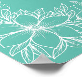 Poster Symbole turquoise et blanc Mariage Floral Accueil (Coin)
