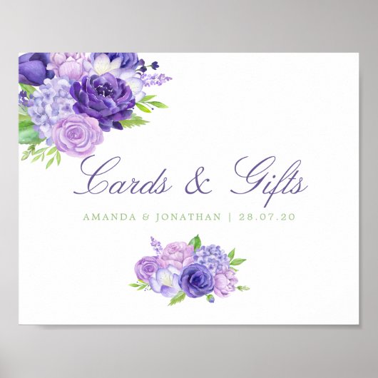Poster Symbole Ultra Violet Floral de mariage Cartes et C (Devant)