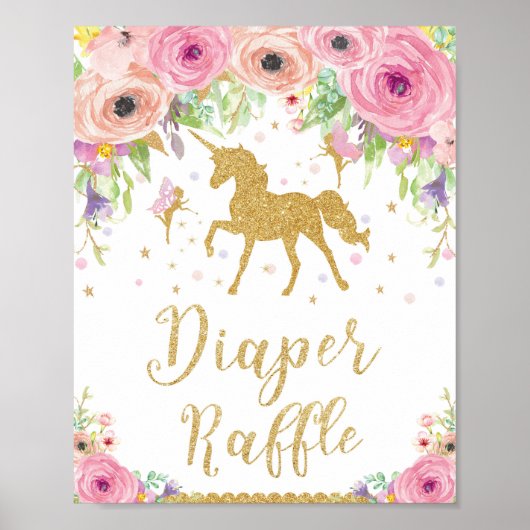 Poster Symbole Unicorne et Baby shower de fées (Devant)