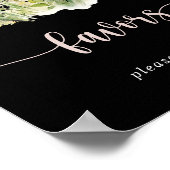 Poster Symbole vert Boho Fleur sauvage Noir Faveurs (Coin)