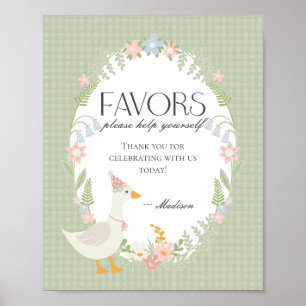 Poster Symbole vert En vichy florale Oie soie