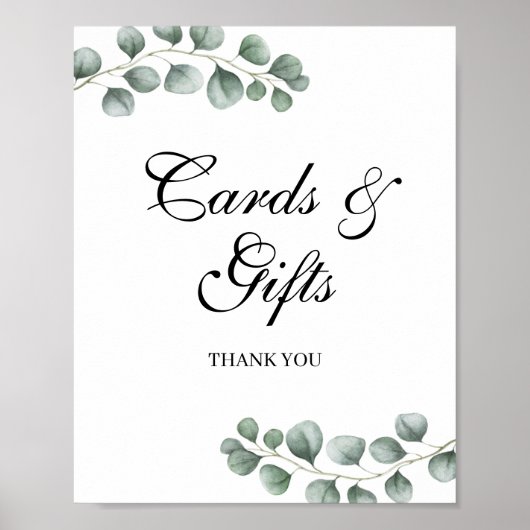 Poster Symbole vert Eucalyptus Cartes de Mariage et Cadea (Devant)