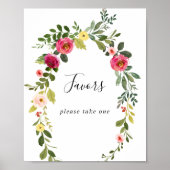 Poster Symbole vert rose bleu floral Faveurs (Devant)