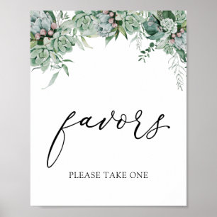 Poster Symbole vert Succulent et Eucalyptus Faveurs