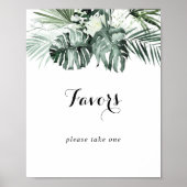 Poster Symbole vert tropical Blanc Floral Faveurs (Devant)