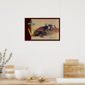 POSTER SYMBOLE VÉTÉRINAIRE DE DEUX VACHES CLAIRES OR CADU (Cuisine)