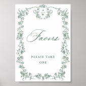 Poster Symbole victorien Ornate Grace Green Flower Faver (Devant)