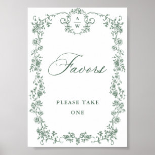 Poster Symbole victorien Ornate Grace Green Flower Faver