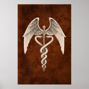Poster Symbole vintage Médicale Caduceus Business Print