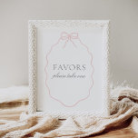Poster Symbole vintage Pink Bow Girl Baby shower Faveurs<br><div class="desc">Invitations amis et famille pour prendre un plaisir à votre baby shower avec cette élégante affiche à thème arc.</div>