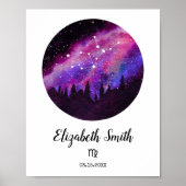 Poster Symbole Virgo Horoscope Constellation Rose (Devant)