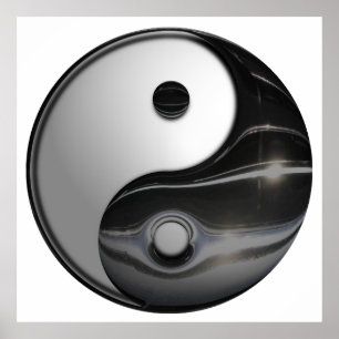 Poster Symbole Yin et Yang en métal brillant