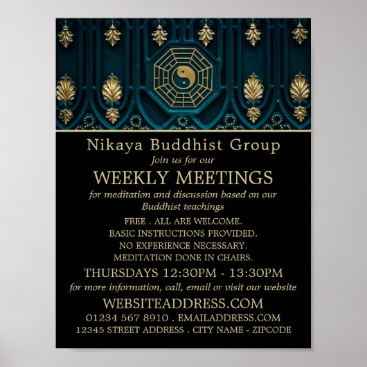 Poster Symbole Yin & Yang, Groupe Bouddhiste Publicité (Devant)