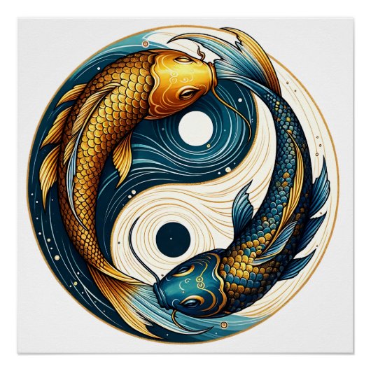 Poster SYMBOLE YIN Yang Koi Fish (Devant)