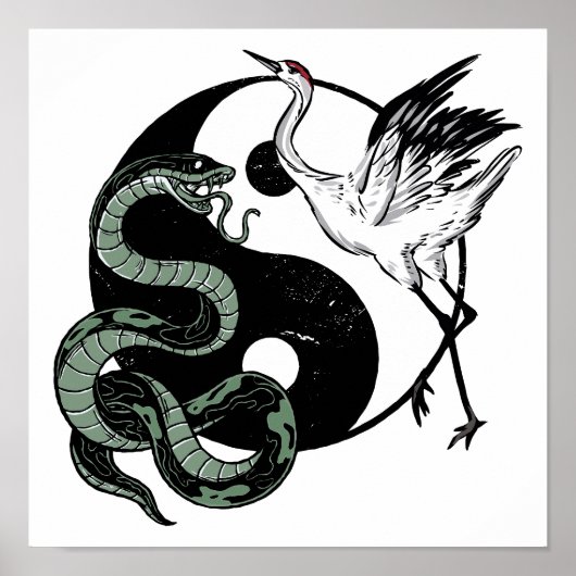 Poster SYMBOLE Yin yang Snake Et Crane (Devant)