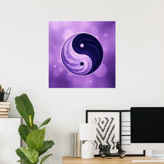 Poster Symbole Yin Yang violet et noir (Bureau à domicile)