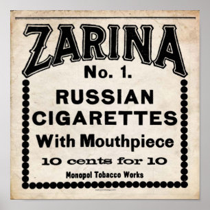 Poster SYMBOLE ZARINOIS DE Cigarette Russe