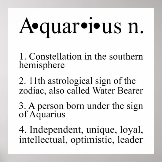 Poster SYMBOLE Zodiaque Aquarius | Horoscope astrologique (Devant)