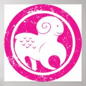 Poster SYMBOLE Zodiaque Aries Grunge Ram Rose Astrologie (Devant)