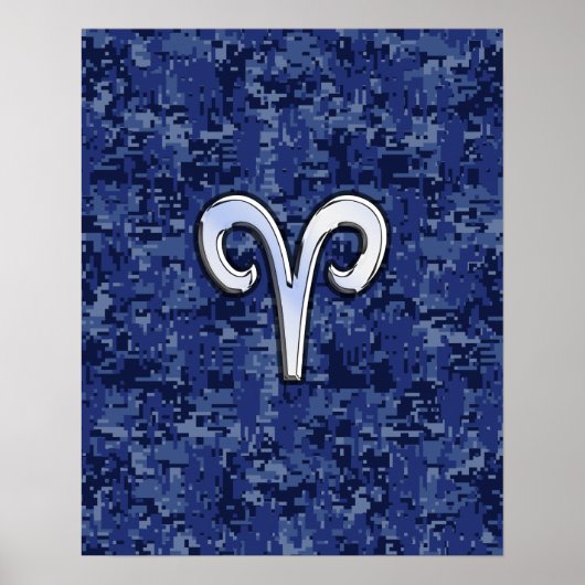 Poster SYMBOLE Zodiaque Aries sur la caméra numérique ble (Devant)