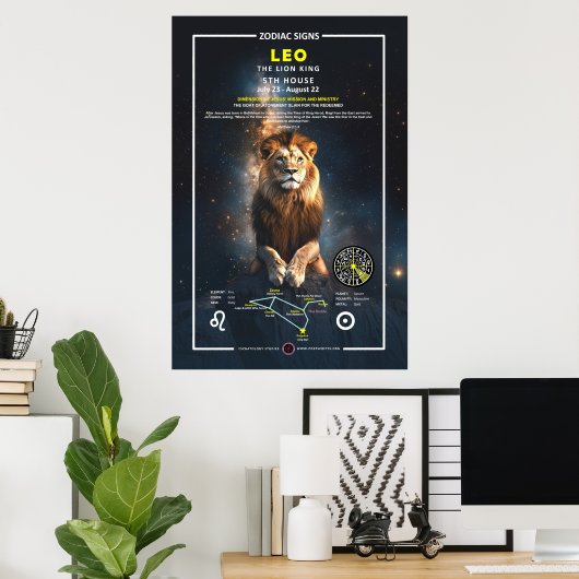 Poster Symbole zodiaque de Léon (Bureau à domicile)