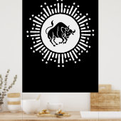 Poster Symbole zodiaque du Taurus avec Starburst céleste (Cuisine)