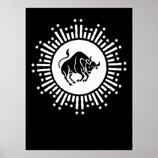 Poster Symbole zodiaque du Taurus avec Starburst céleste (Devant)