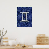 Poster SYMBOLE Zodiaque Gemini Camouflage numérique bleu (Cuisine)