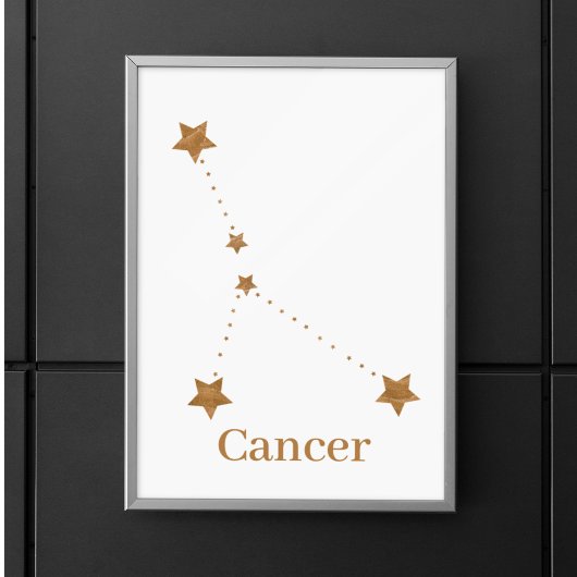 Poster SYMBOLE Zodiaque moderne Cancer de l'or | Eau de l