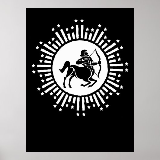Poster Symbole zodiaque Sagittarius avec Starburst (Devant)