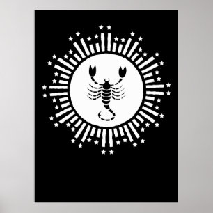 Poster Symbole zodiaque Scorpio avec Starburst Radiant