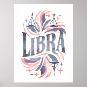 Poster Symbole Zodiaque vintage Libra Illustration lunair