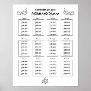 Poster Symboles celtiques et feuillage pour 12 tables