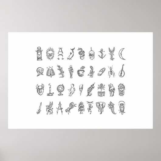 Poster Symboles d'Alethiomètre Grille Compass doré Le Sym (Devant)