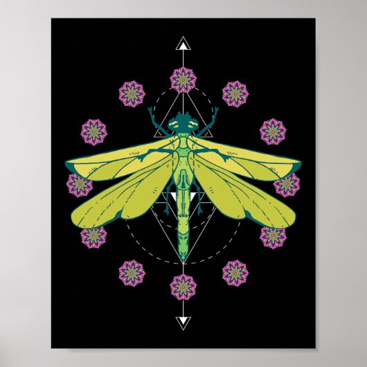 Poster Symboles de libellule Mandala magique Insecte (Devant)