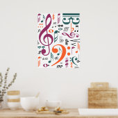 Poster Symboles de musique (Cuisine)